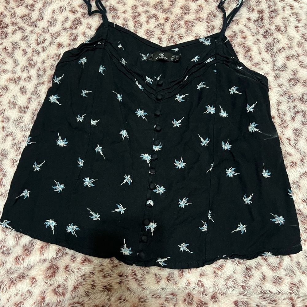 Volcom dark blue with white and light blue palm trees  Camisole Top